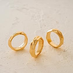 MYEARS Women Ring Gold Hammered Band 14K Gold
