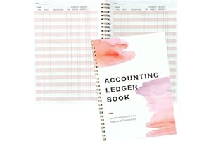 PINKEESEA Simplified Accounting Ledger Book - Income and Expense Tracker Log Book for Small Business - Checkbook Registers for Personal Checkbook (1 Pack)