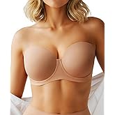 Popilush Strapless Bras for Women Push Up Underwire Bra with Detachable Straps Multiway Bralette