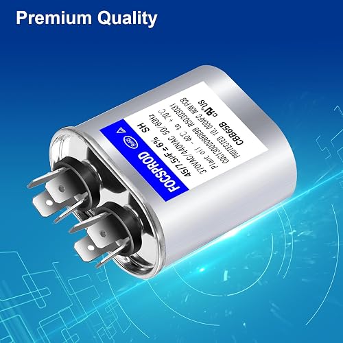 45+7.5 UF Dual Run Capacitor For AC Units - 370V/440V, Fits Heat Pumps, Pool Pumps & More 1 thumbnail image