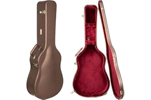 Crossrock Wooden Dreadnought Guitar Case for Martin D-28 / Taylor Grand Auditorium | Chocolate Brown Finish, Burgundy Velvet Interior, Lock – Designer Series(CRW520D28CB)