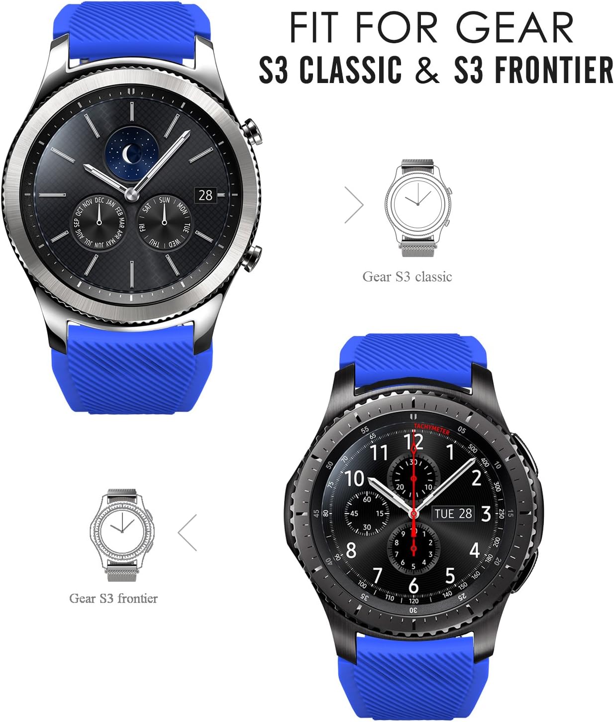 MoKo Strap Compatible with Samsung Galaxy Watch 3 45mm/Galaxy Watch 46mm/Gear S3 Frontier/Classic - Image 3