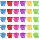 Quuhooki 60PCS Sand Buckets with Shovels for Kids Beach Buckets Plastic Water Pail for Fun Summer Pool Party Favors End of School Year Gifts for Kids Bulk (Colorful Scalloped)