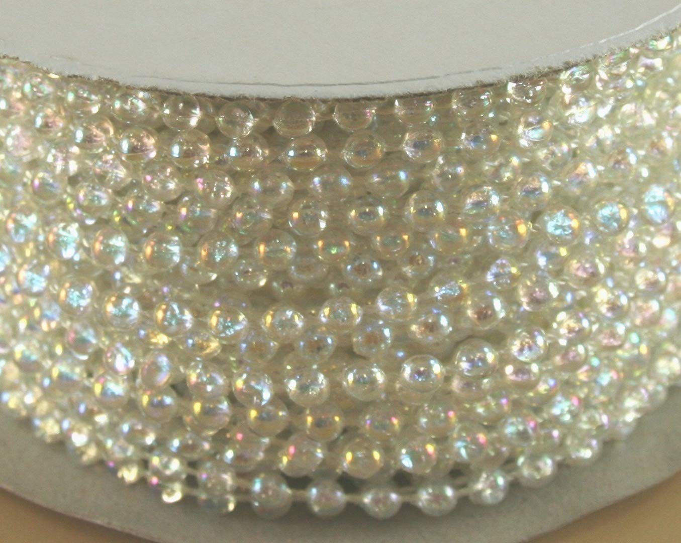4mm Faux Pearl Plastic Beads on a String Craft Roll (Crystal Clear