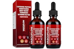 DLOMFVFQ 2 Pack Cayenne Pepper Drops Supplement, Cayenne Pepper Hawthorn Beet Root Turmeric Curcumin, Vitamin K2 & D3, Ceylon Cinnamon Digestion, Circulatory Heath Support