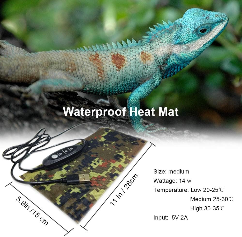 Bearded Dragon Chameleon Reptile Tank Heating Pad Corn Snake Waterproof