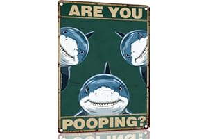 Tin Sign 8x12 inch Metal Shark are You Pooping Quirky Retro Wall Decor Home Kitchen Bathroom Garden Feline Plaque