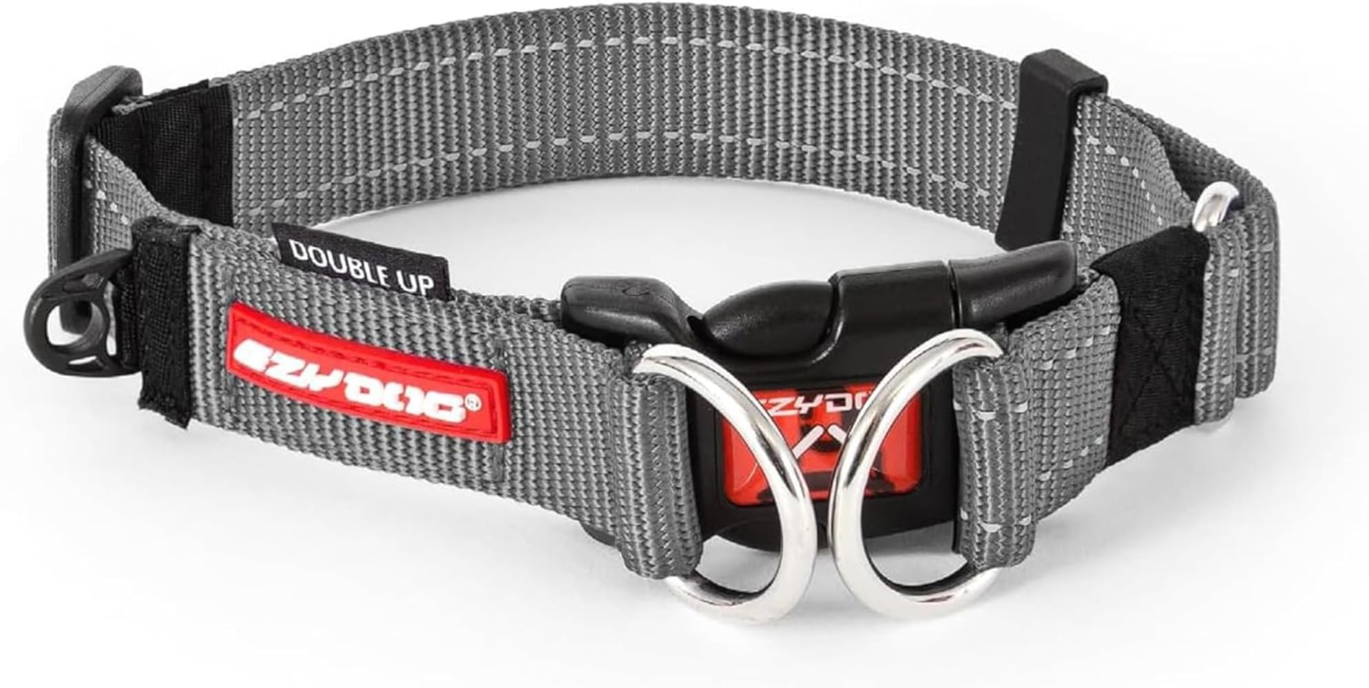 EZYDOG Double Up Dog Collar | Dog Collar Small, Medium, Large Dogs, Reflective Dog Collar, Supreme Comfort, Soft Neoprene Material, Strong Nylon Webbing (X-Large, Grey)
