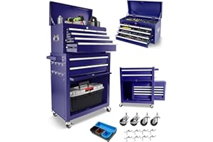 HARMONYHEALTH 8-Drawer Rolling Tool Chest with Lock,Detachable Tool Cabinet Cart with Wheels,High Capacity Locking Tool Cart Organizer for Garage,Workshop Warehouse Storage​
