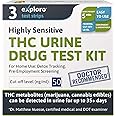 Exploro Highly Sensitive Marijuana Drug Test Kit, THC Drug Test Urine for Marijuana/Weed, Easy Home Drug Test Marijuana, THC Tests for Home for 50 ng/ml, THC Test Strips (Pack of 3)
