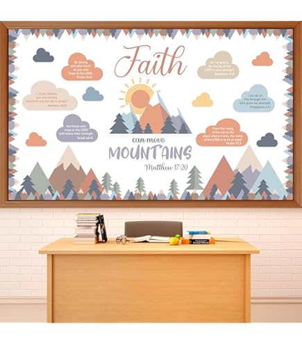 "Faith Can Move Mountains" Bulletin Board Set - Religious Classroom & Sunday School Decor (46 Pieces) - View #2