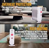 Belaco 800W Mini Oil Filled Radiator Portable 7 Fin Electric Heater Quiet view 8