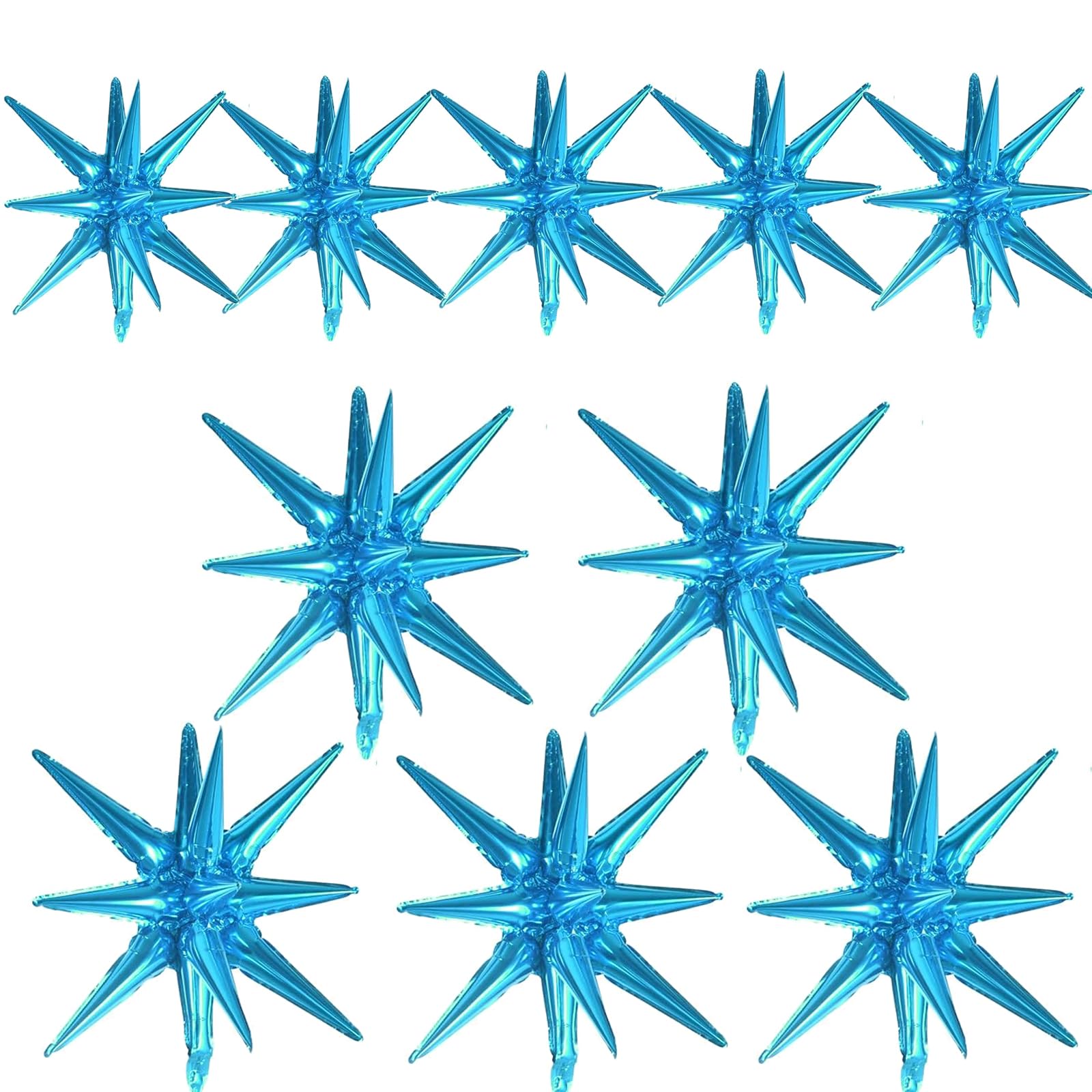 Photo 1 of 10pcs Pearled blue one-piece 4d explosion star mylar balloons.Starburst cone balloons for Birthday,wedding,Baby Shower party decorations.