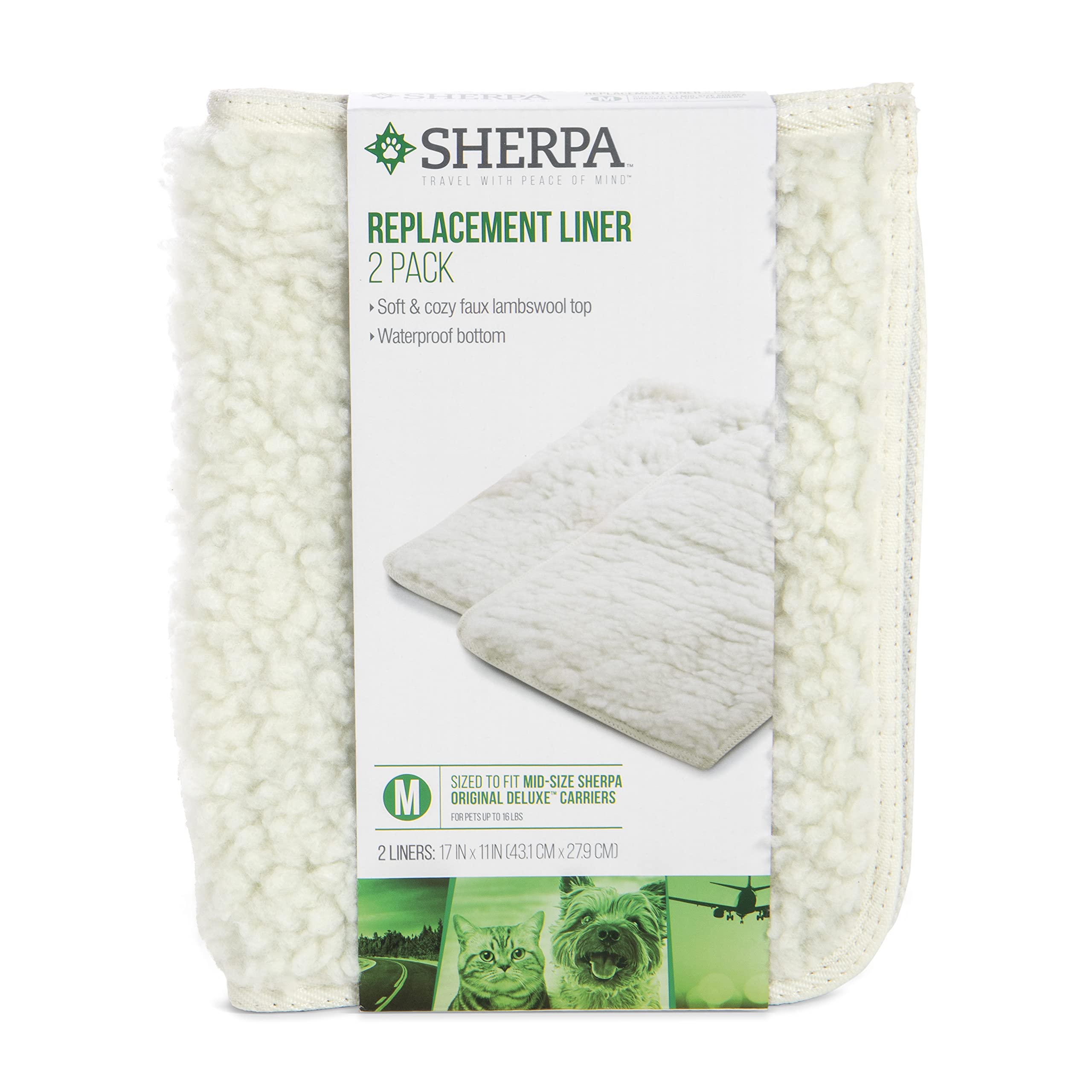 Photo 1 of Sherpa (2 Count) Replacement Liners for Travel Pet Carriers - White, Medium