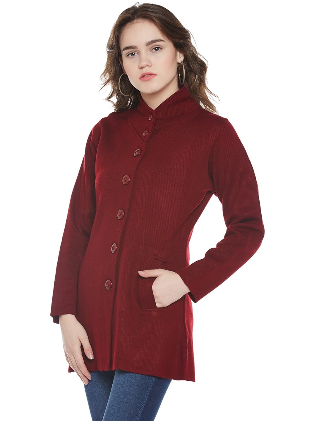 cayman maroon woollen tailored coat