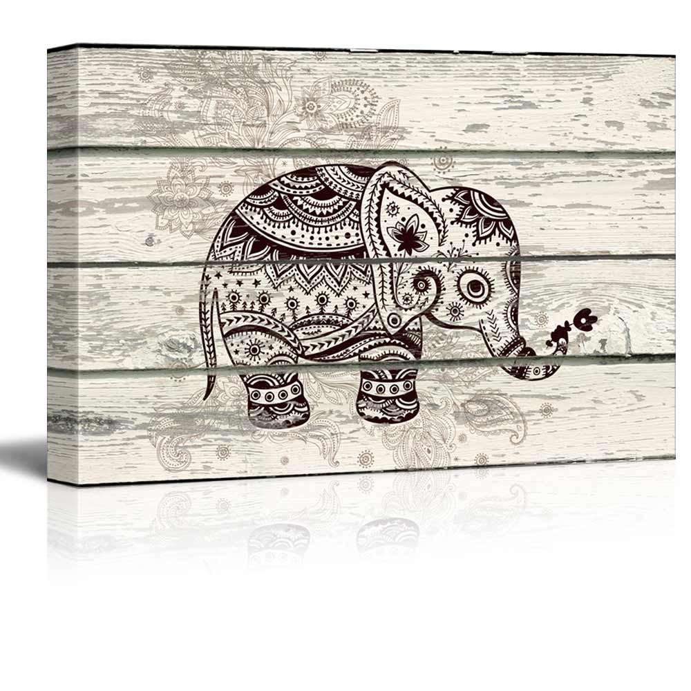 wall26 Decorative and Patterned Baby Elephant Canvas Art Wall Art