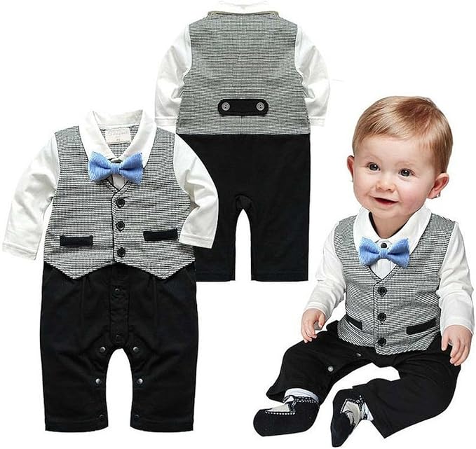 Amazon Co Jp グレードモリヤ Grade Moriya ベビー フォーマル タキシード おむつ替え簡単 動きやすい ロンパース 男の子 スーツ ８０ ９０ 蝶ネクタイセット ベビー フォーマルスーツ ベビースーツ 結婚式 発表会 パーティー 男の子 衣装 90 服 ファッション小物