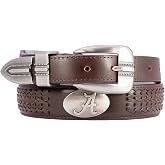 NCAA Alabama Crimson Tide Full Grain Leather Braided Concho Belt