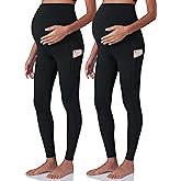 POSHDIVAH Women's Maternity Workout Leggings Over The Belly Pregnancy Yoga Pants with Pockets Soft Activewear Work Pants