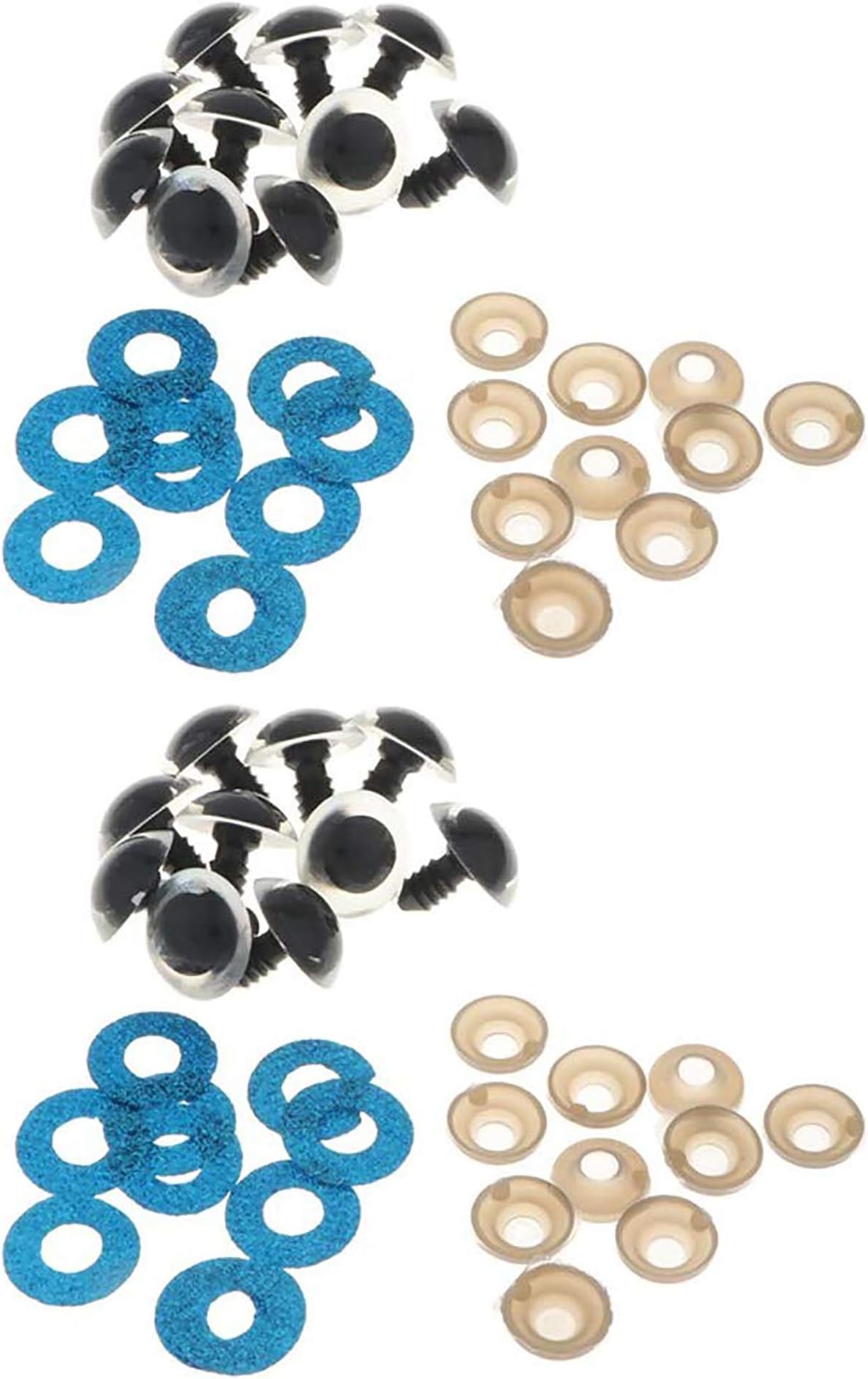 Myriad Choices 20Pcs 16mm Plastic Safety Eyes with Glitter Nonwovens, Washers Set for Doll, Puppet, Plush Animal Making and Teddy Bear