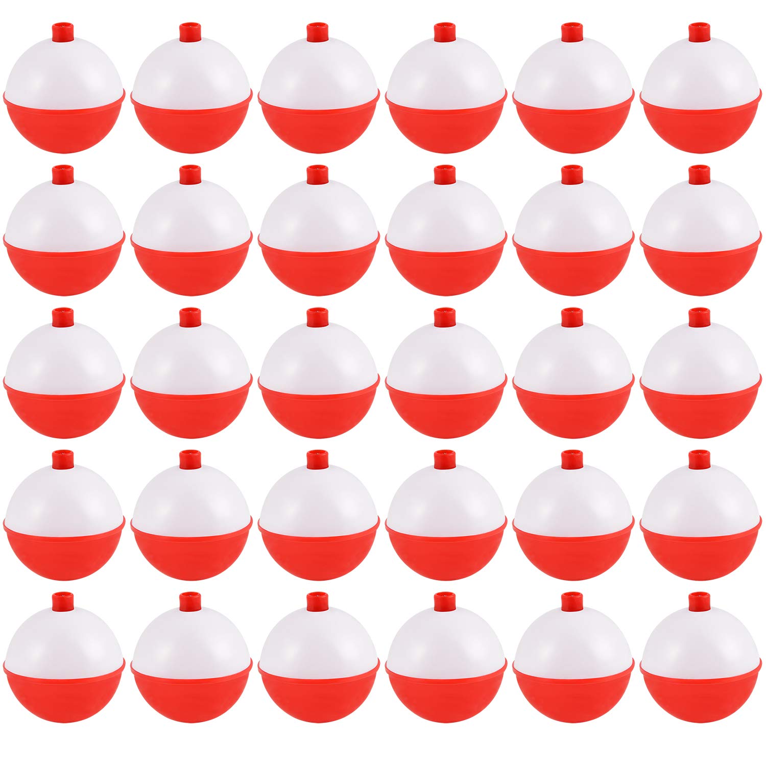 Coopay 30pcs-60pcs/lot Fishing Bobbers Floats Set Snap on Float Red/White Push Button Round Buoy Fishing Tackle Accessories