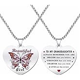 TGCNQ To My Granddaughter Gifts from Grandma, Engraved Necklace for Granddaughter Graduation