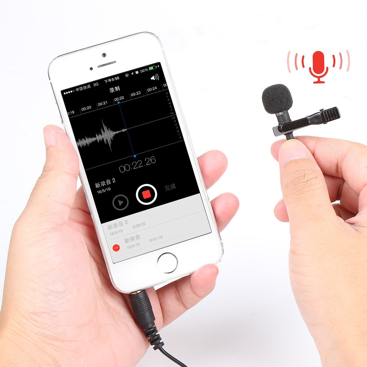 Lavalier Lapel Microphone 3.55mm 59inch Long Cord Clipon Condensor