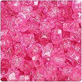 BeadTin Pink Sparkle 13mm Star Pony Beads (250pcs)
