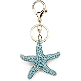 TOPASION Lucky Starfish Colorful Opal Rhinestone Plating Women Car/Bag Keychain Purse Charm
