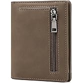GAEKEAO Mens Wallet Slim Bifold RFID Blocking Thin Credit Card Holder Genuine Leather Minimalist Wallets for Men with Zipper Coin Pocket
