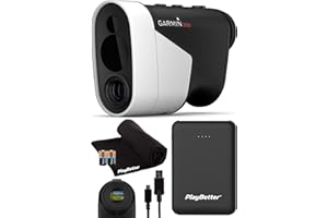 Garmin Approach Z82 Golf Range Finder with Slope - Golf Laser Rangefinder with Image Stabilization, GreenView, & 41K Courses - Bundle with PlayBetter 5000mAh Portable Charger & Microfiber Towel