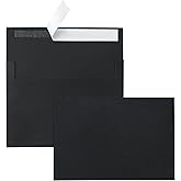 Silunkia 100 Packs Black Blank Flat Cards and Envelopes 5 x 7 Heavyweight Single Panel Cardstock and A7 Envelopes Self Seal for DIY Wedding Invitations, Party, Thank You Cards, Mailing
