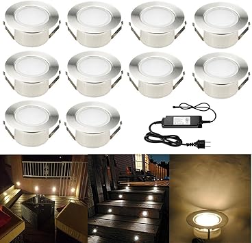 10er Grosse Grosse O61mm Einbaustrahler Led Dc12v 1 5w Boden Licht Ip67 Wasserdicht Einbauleuchten Aussen Terrasse Garten Led Lampe Amazon De Kuche Haushalt