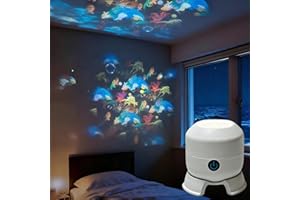 Dynamic Rotating LED Projector Light, 360° Ocean Wave Night Light Projector, USB Dimmable Rotating Projection Lamp with Snowf