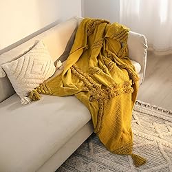PANDATEX 100% Cotton Tufted Throw Blanket with