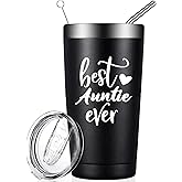 RNFENQS Best Auntie Ever Tumbler Aunt Gifts from Niece Nephew, 20 OZ Travel Coffee Mug Christmas Birthday Tumbler Cup for Women Aunty Aunt to be