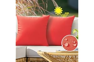 VAKADO Red Outdoor Waterproof Throw Pillow Covers Decorative Turquoise Outside Patio Furniture Cushion Cases Decor for Garden Bench Porch Couch Tent Sunbrella 16x16 Pack of 2