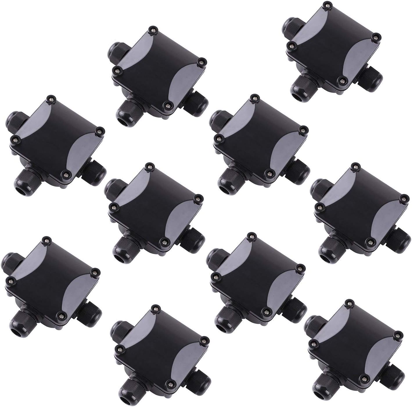 Junction Box Connector - 3 Way Junction Box 68 Waterproof Connectors External 10 Black - Ip67 Connector Junction Electric Cable Clamp Socket Lock Baby Tree Cherry Weatherproof Cover Transparen