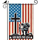 BlissYard Memorial Day 4th of July God Bless the USA Patriotic Garden Flag America Military Soldier Yard Outside Home Decorations American USA Outdoor Small Decor Double Sided 12 x 18