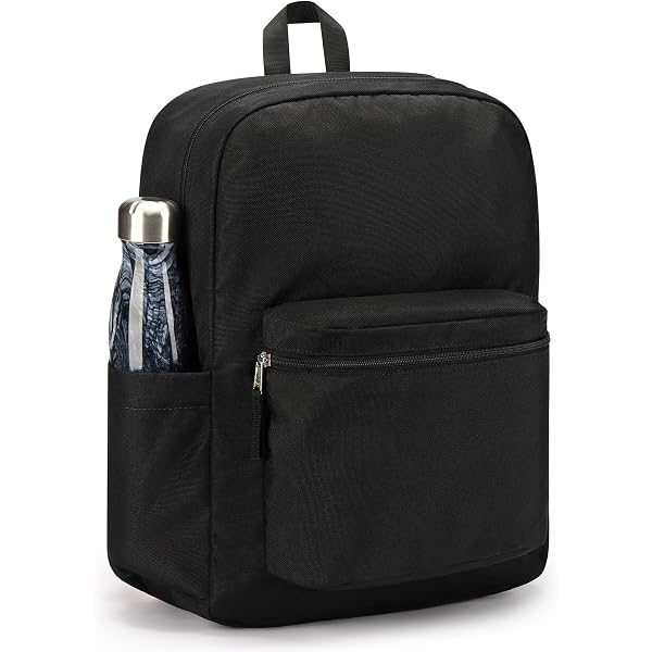 School Backpack Casual Daypack – Black Nylon Bookbag, 17 Litre Capacity, Water Resistant