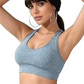 Tilowei Gym Women Sports Bra high Support and Back Storage Pockets,Cropped Athletic Tank with Built in Pads