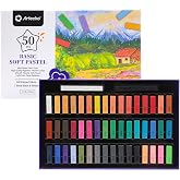 Artecho Soft Pastels, 50pcs, 48 Colors | 4 Fluorescent Colors, Extra Free Black &amp; White, Square Chalk, For Drawing, Blending, Layering, Shading