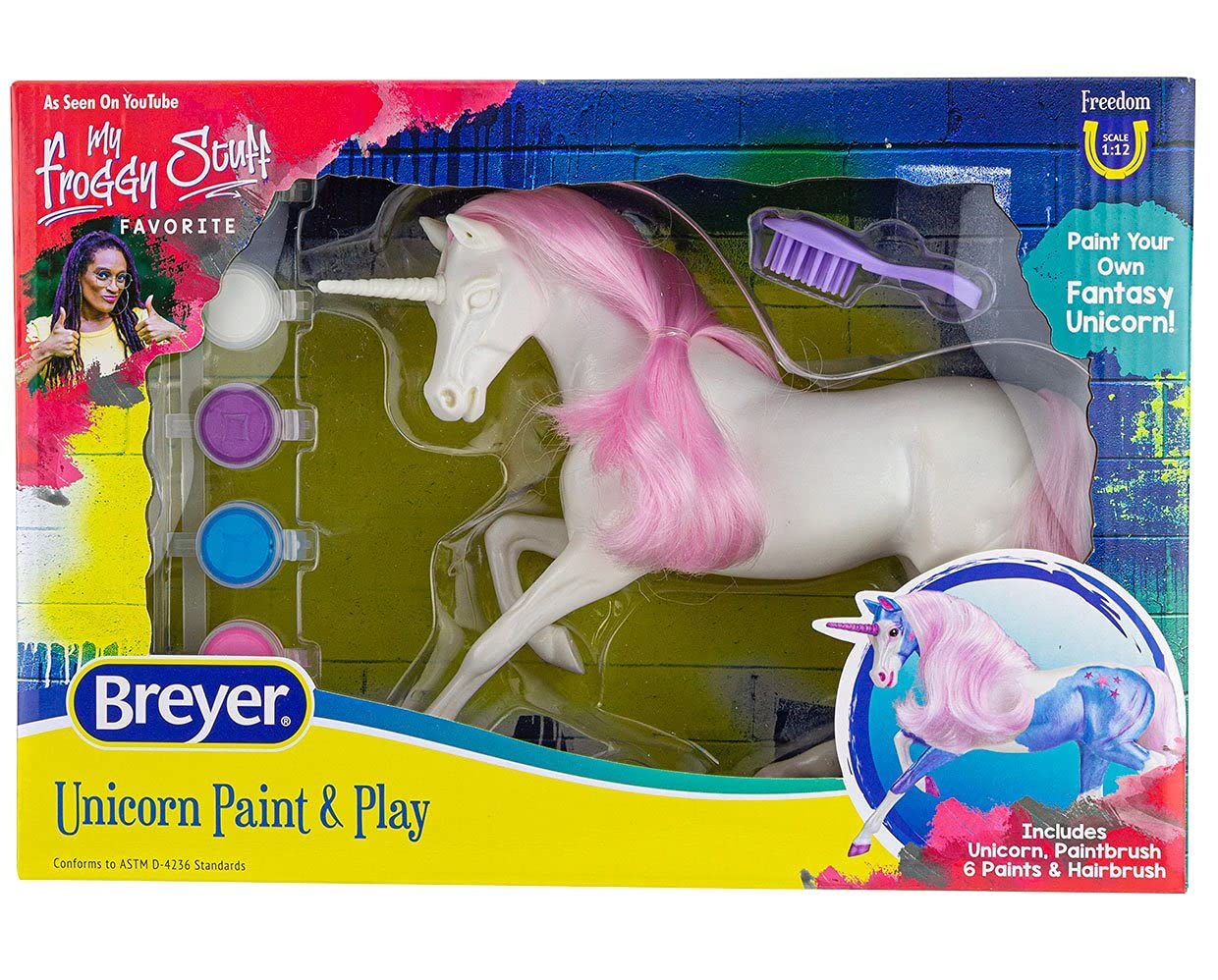 Breyer Horses Freedom Series Unicorn Paint & Play | Brushable Mane and Tail | 1:12 Scale | Model #4236, Yellow, One Size