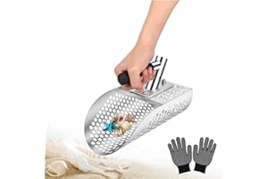 AVOFOREST Sand Scoop, Heavy Duty Stainless Steel Metal Detecting Sand Scoop, Ideal for Underwater Treasure Hunting