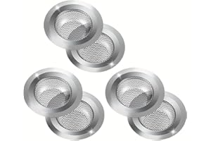 CEMOBENE Kitchen Sink Strainer, 6 PCS Stainless Steel Sink Drain Strainer, Large Wide Rim 4.5" Diameter, Kitchen Sink Basket Strainer Food Catcher for Most Sink Drains