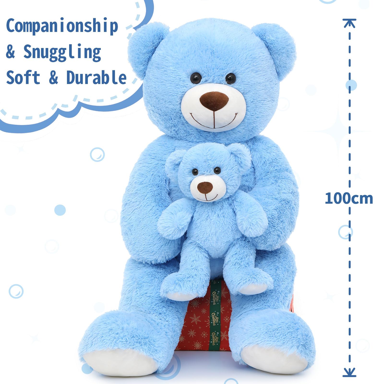 MorisMos großer Teddybär 100cm mit kleinbär, weich Teddybär groß XXL, Riesen Teddys XXL Kuscheltier für Freund Mann Männer 3