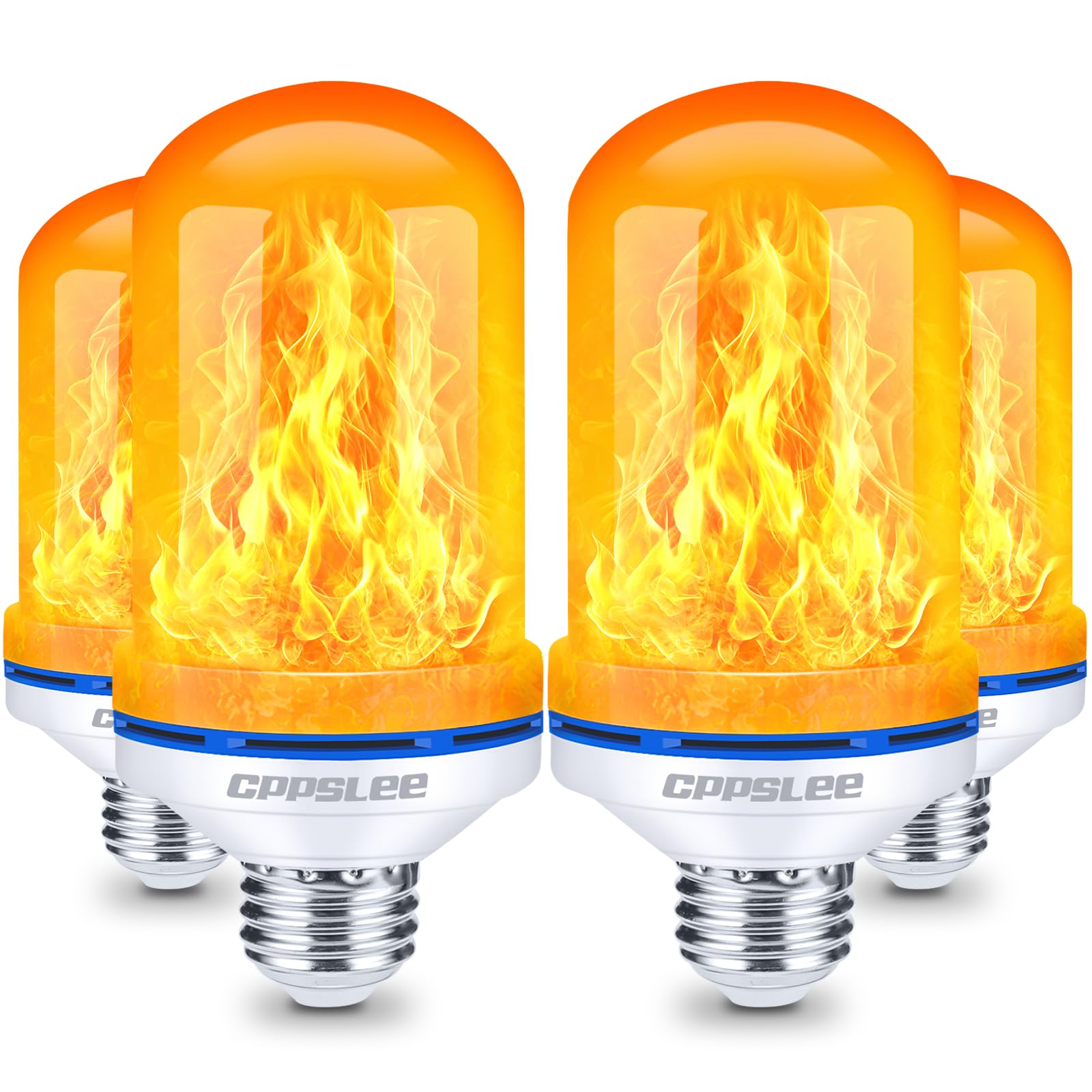 Photo 1 of CPPSLEE Upgraded LED Flame Light Bulbs, 4 Modes Flickering Light Bulbs, E26 Base Fire Flame Bulb for Halloween Decorations Outdoor, Christmas Lights Patio Indoor Home Decor (Yellow, 4 Pack)