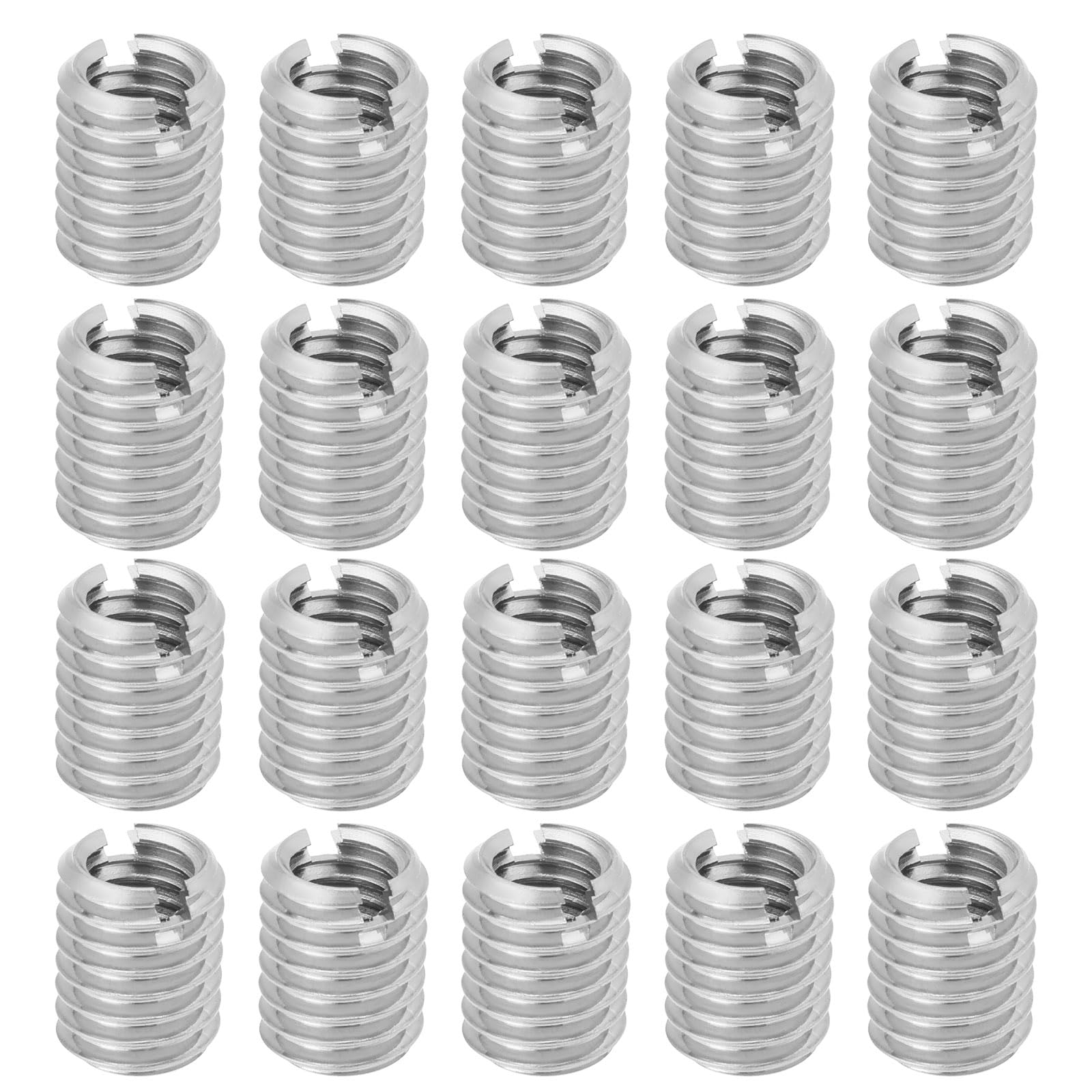 YINETTECH 20Pcs M8 to M6 Threaded Repair Insert Nut, Male Thread M8 x 1.25 and Female Thread M6 x 1.0 Length 10MM Conversion Reducer Nut Stainless Steel Slotting Thread Adapter