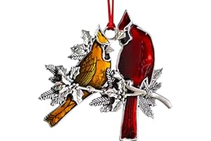 JZILU Cardinal Christmas Ornaments, Red Cardinals for Christmas Tree, Handmade Metal Small Bird Ornaments, Fancy Pretty Ornament Collectibles, Cardinal Gifts for Women