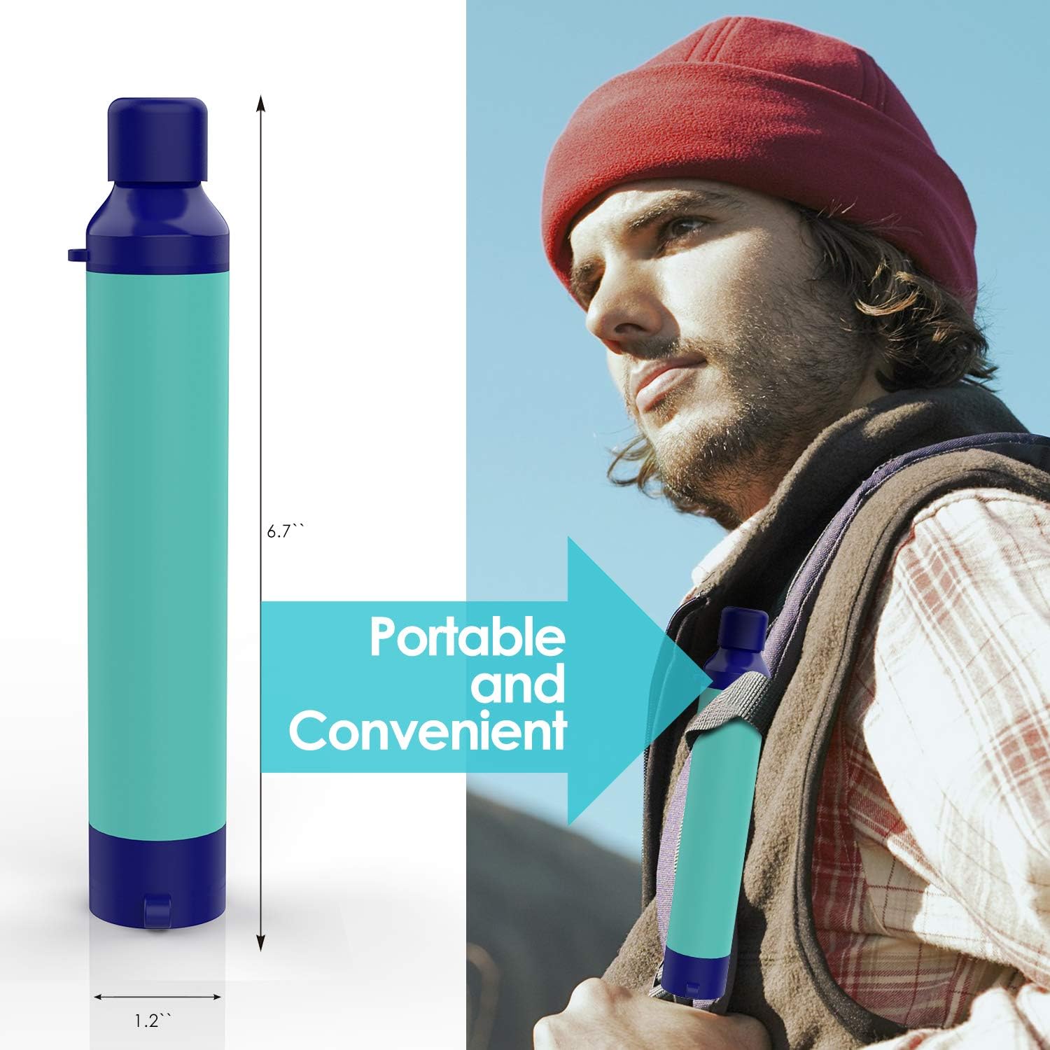 SimPure Water Filter Straw, Portable Survival Straws with 0.1 Micron 5-Stage Integrated Water Purifier, Outdoor Survival Gear for Camping Hiking Climbing and Emergency(Blue-4P) : Sports & Outdoors